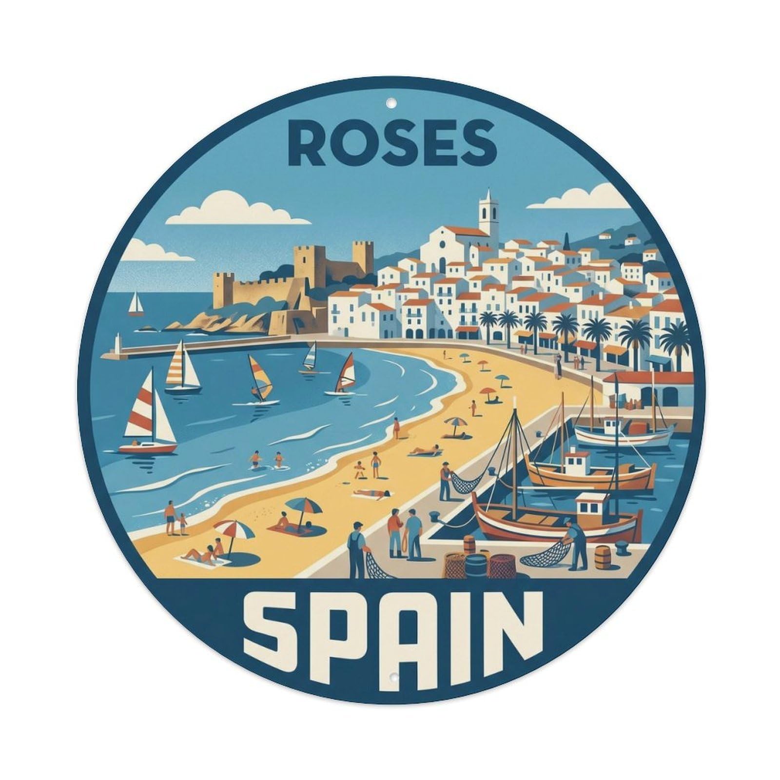 Costa Brava Roses Spain Travel Destination Metal Tin Sign