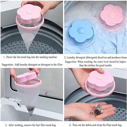 Miniatura 3 de Removedor de pelo de mascotas para lavandería, recogedor de pelusa reutilizable para lavadora, bolsa de malla flotante para mascotas, bolsa de malla