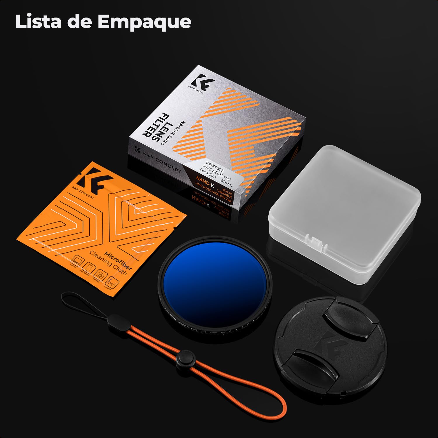 K&F CONCEPT Nano-Klear 58mm Filtro Variable ND2-400 (1-9 Pasos) Vidrio Óptico de 18 Capas Nano-Revestimiento con Tapa de Objetivo y Paño de Limpieza