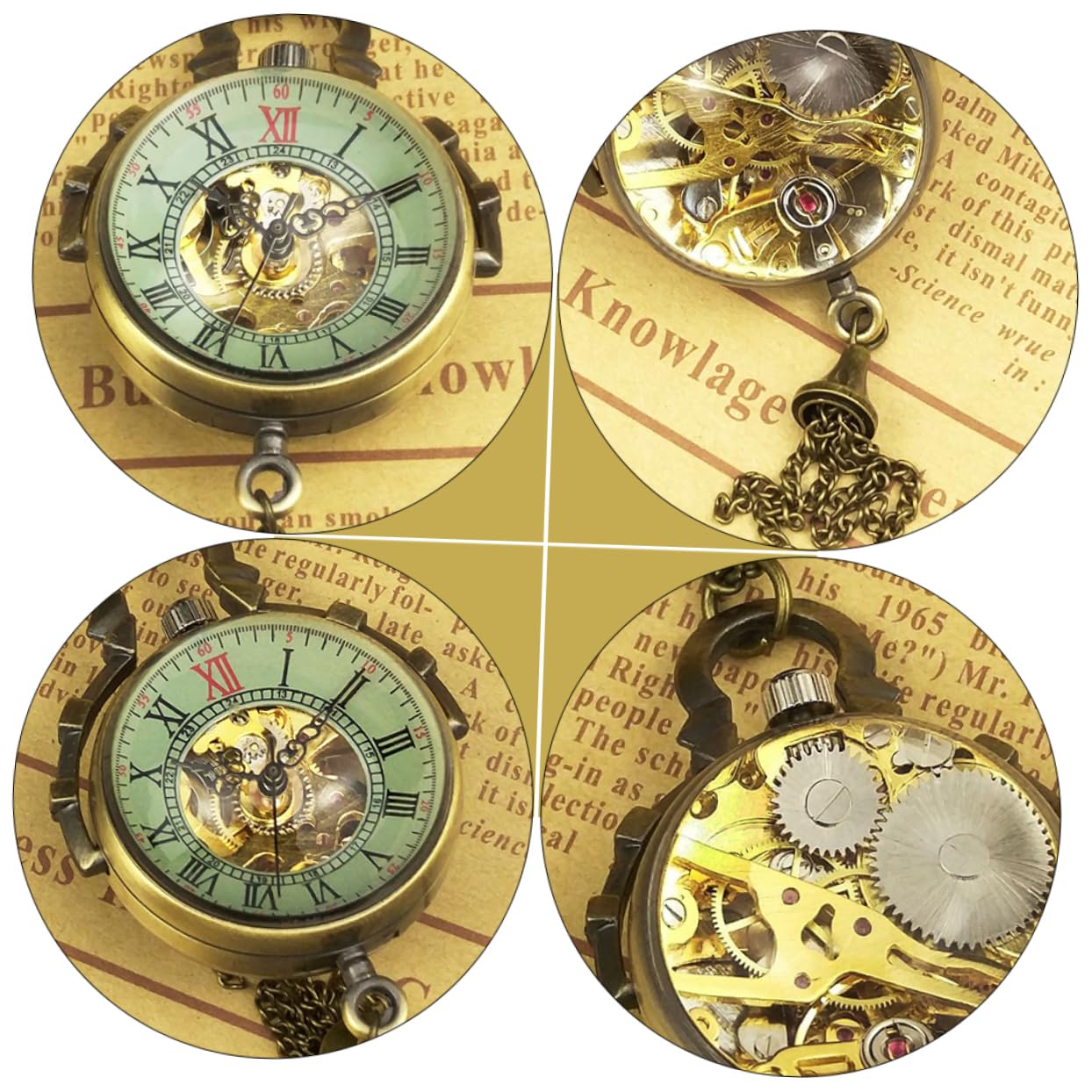 VANZACK Reloj de Bolsillo Colgante Mecánico Retro Collar para Adultos