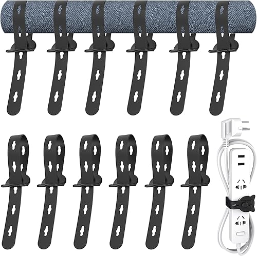 Nearockle 12 bridas reutilizables de silicona, 10 x 0.6 pulgadas, para agrupar y organizar cables de cables, gestión de cables extensible en el