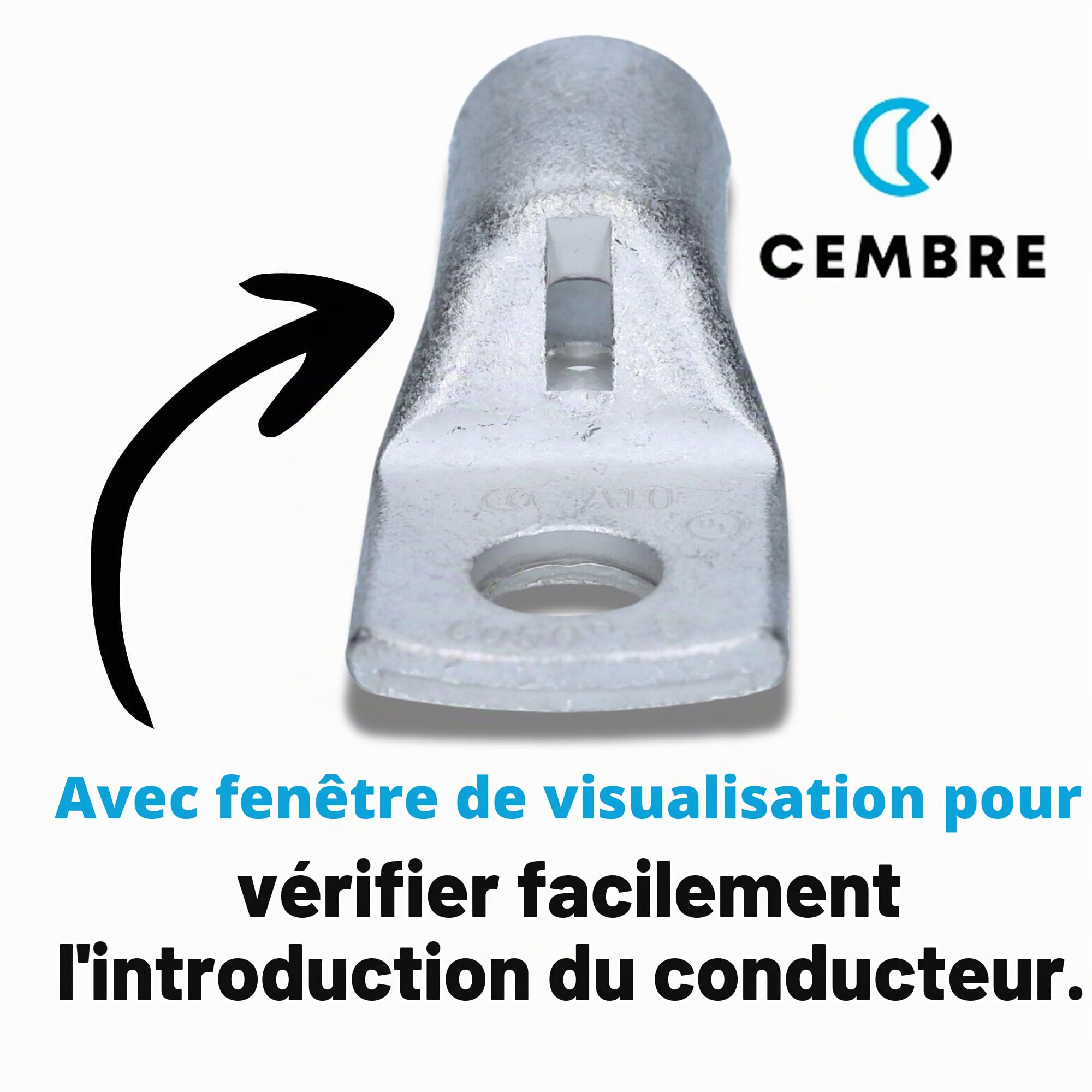 Cembre A10-M8 Lot de 10 Cosses Tubulaires en Cuivre Étamé 50 mm² | Connecteurs à sertir unisoliert pour câbles électriques, œillet M8, haute conductivité, idéal auto et maison.