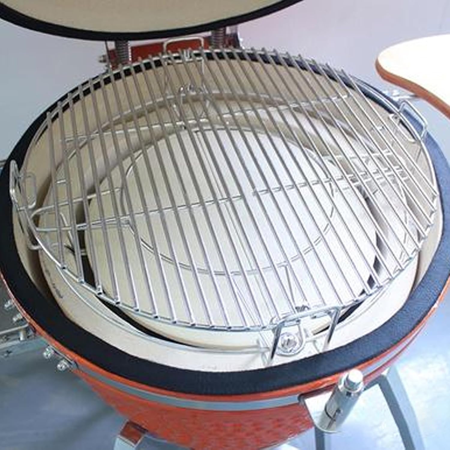 Multi-Level Cooking Grates with Ceramic Heat Deflectors System Kit for Large Big Green Egg, BGE Kamado Joe Classic, Coyote The Asado Cooker, Pit Boss，Char-Griller Akorn Charcoal Grill