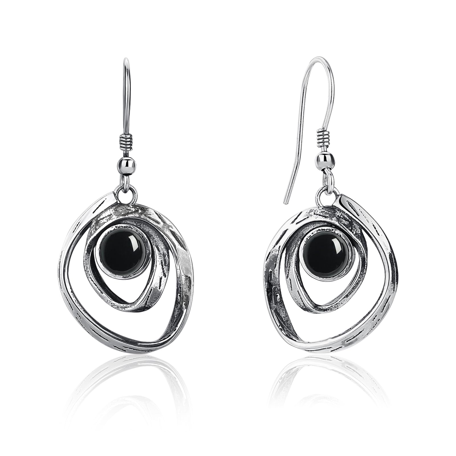 PhyonioTurquoise Earrings for Women 925 Sterling Silver Pearl/Black Onyx/Opal Dangle Earrings Vintage Spiral/Wire Wrapped/Beads & Rope Ear Hook Earrings