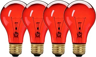 Red 75W Incandescent Light Bulbs, E26 A19 Vintage Clear Glass (4 pack)