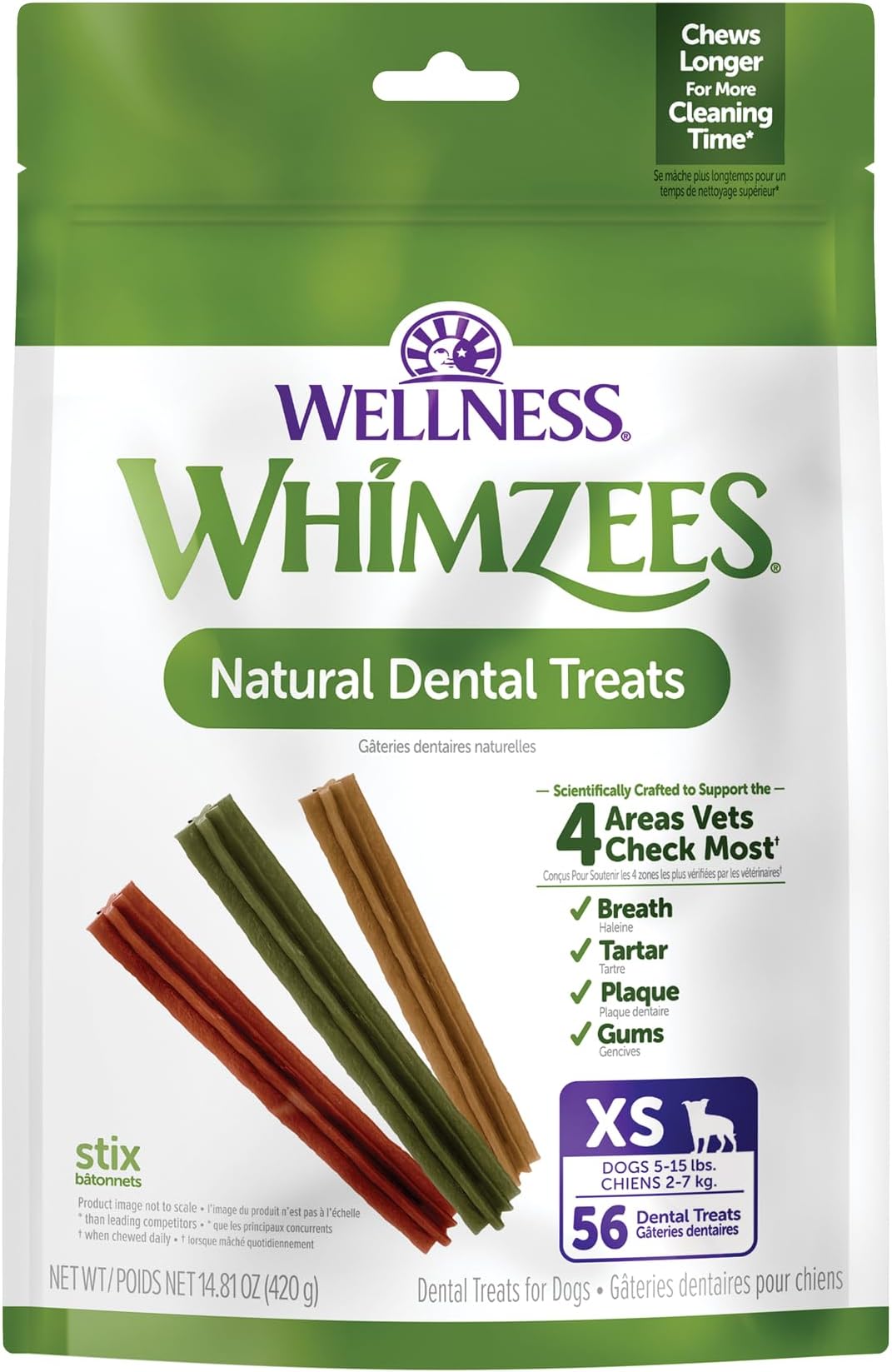 Whimzees Stix Dental Chew for XS Dogs - 56PCS