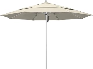California Umbrella 11' Rd. Venture Series Contract Grade Patio Umbrella, Pulley Open, Silver Finish, Antique Beige Olefin