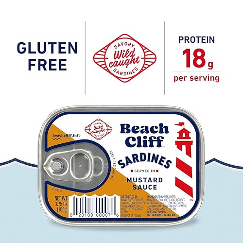 Vista 25 de Beach Cliff Wild Caught Sardines in Louisiana Hot Sauce, lata de 3.75 onzas (paquete de 12) – 0.49 oz de proteína por porción, sin gluten, apto