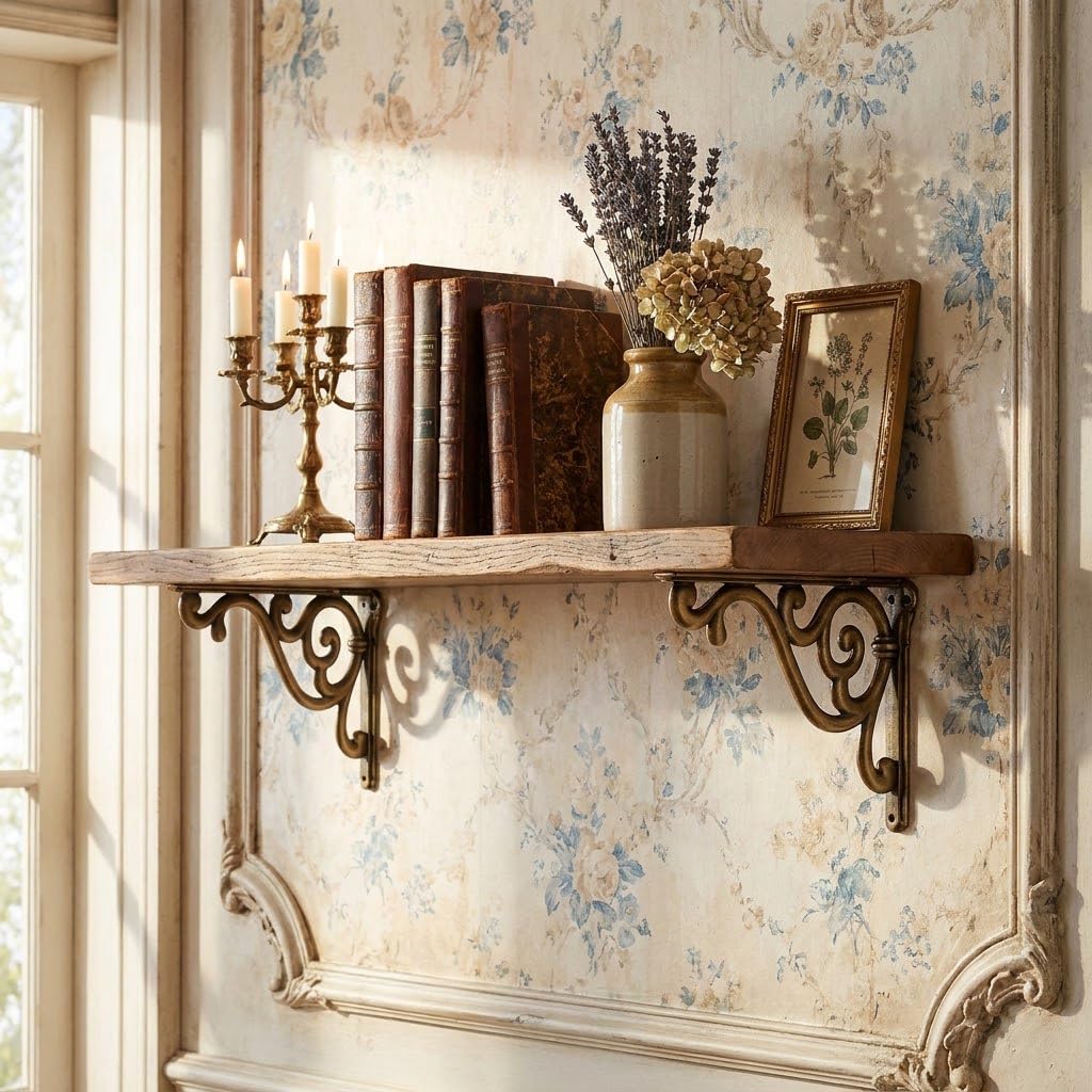 Antique Brass Shelf Bracket, 4 in (102 mm) — KHTUMEWARE