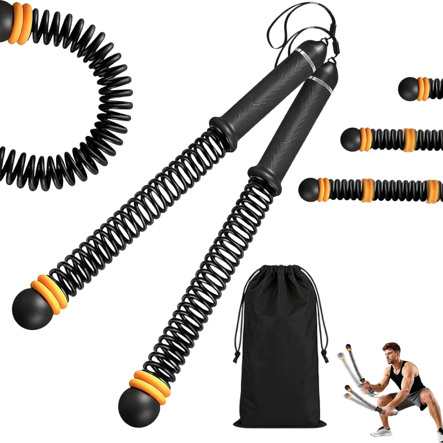 Weighted Ropeless Battle Ropes for Home Gym – 43cm Portable Arm Exerciser, Heavy Duty Workout Rope for Strength, HIIT & Aerobic Training, Non-Slip Handle, Unisex