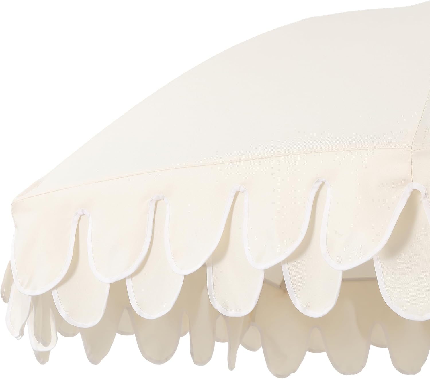 JONATHAN Y UMB1004C Horizon 6.5 ft. Classic MidCentury Scalloped Fringe Market Beach Umbrella with Push-Button Tilt, Wind Vent and UV Protection, and Matching Carry Bag in Cream/White, White Pole - Image 7