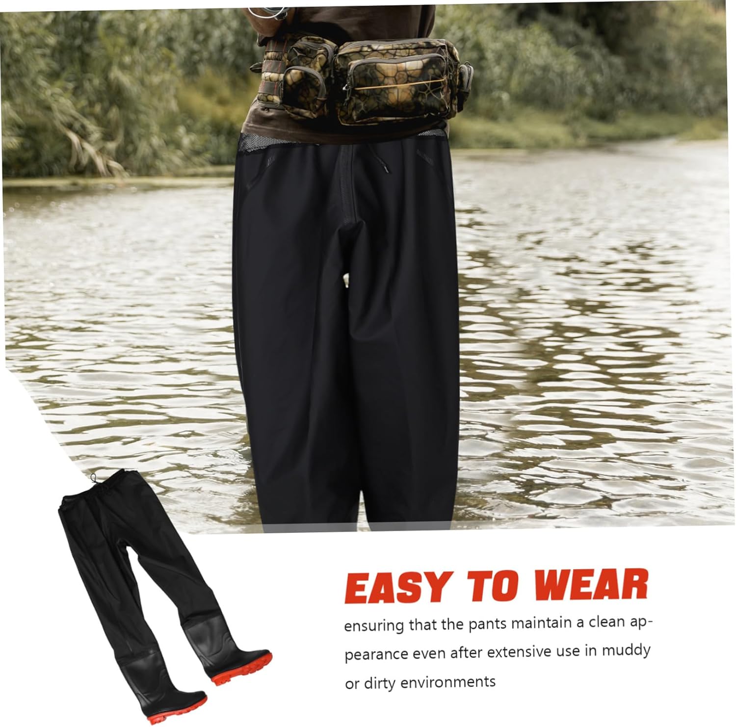 BESPORTBLE Men's Clothing Pants PVC Fishing Waders Non-Slip Soles for Outdoor Activities Black