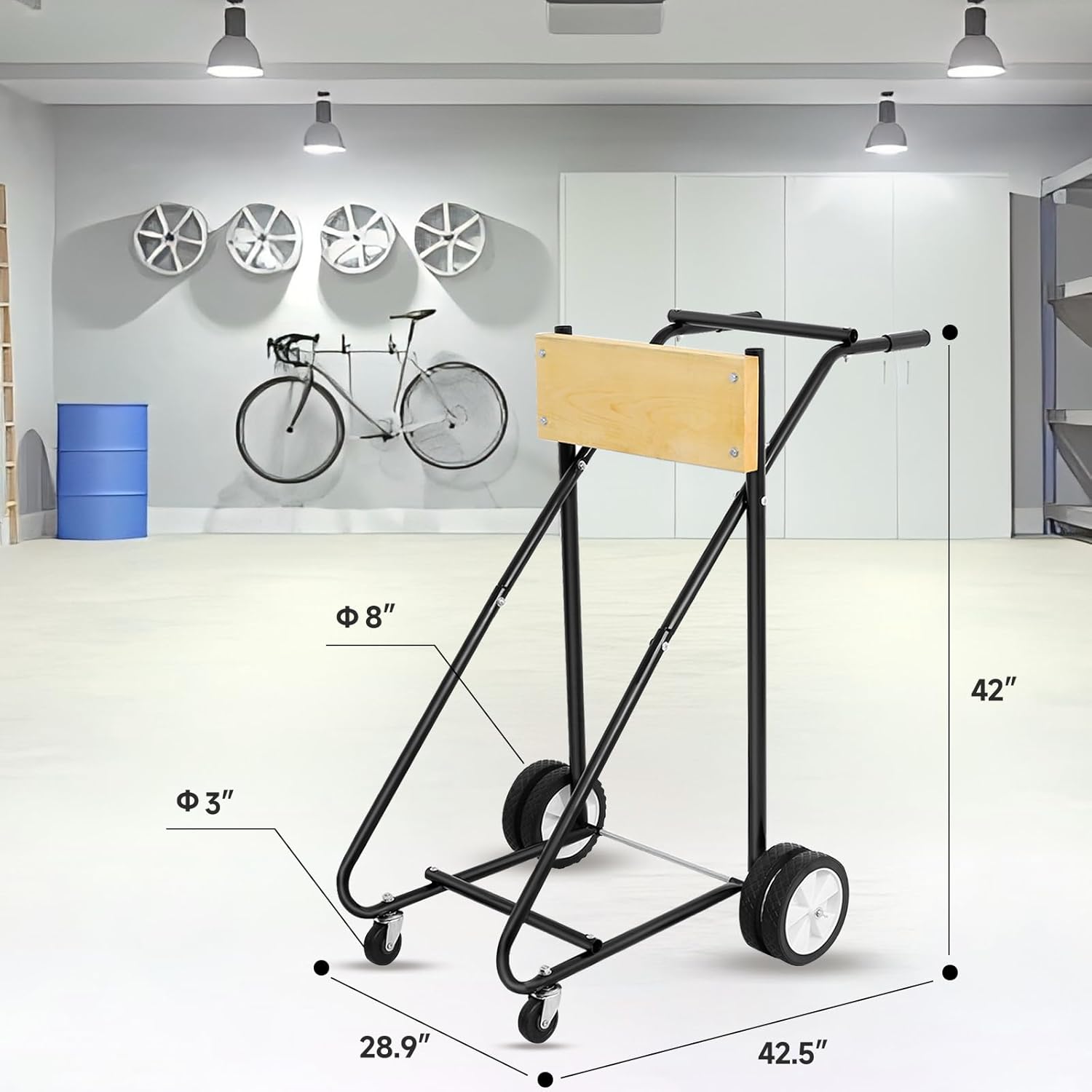 Heavy-Duty Outboard Motor Stand - 315 lbs Capacity Engine Stand with 4 Rubber Casters, Multi-Functional Cart for Motor Repair, Maintenance, Transport, and Storage (Yellow)