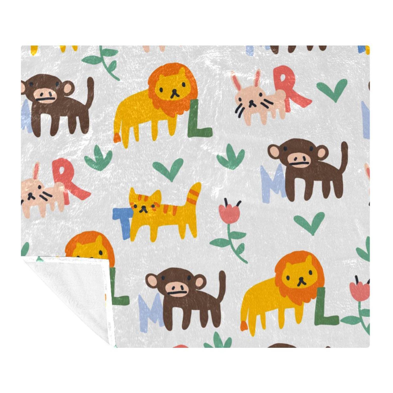 Couverture douce pour canapé et lit motif singe plaid microfibre léger de voyage