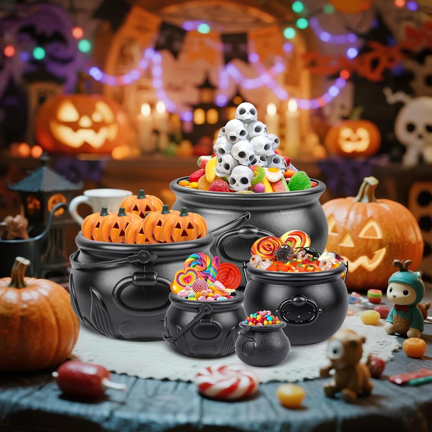 5 in 1(12.8インチ、9.8インチ、7.6インチ、5.7インチ、2.7インチ)パッケージ 大型 ブラック プラスチック 魔女