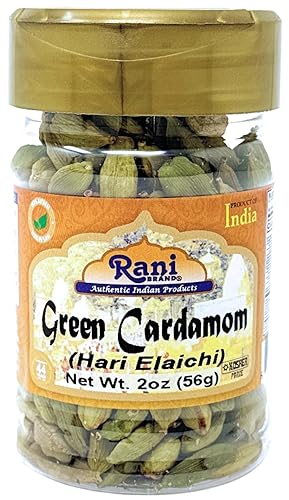 Rani Green Cardamomomo Pods Spice (Hari Elachi) - Tarro PET de 2 onzas (1.98 oz)  Todo natural  Vegano  Apto para gluten, sin OMG  Producto de la