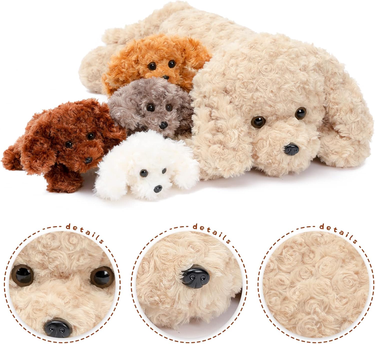 MorisMos Labradoodle Dog Stuffed Animals with Baby Inside, Soft 24 Inch Stuffed Poodle Dog Plush Toys, Puppy Stuffed Animal Toys Gift for Kids, Girls, Boys Christmas, Birthday, Labradoodle