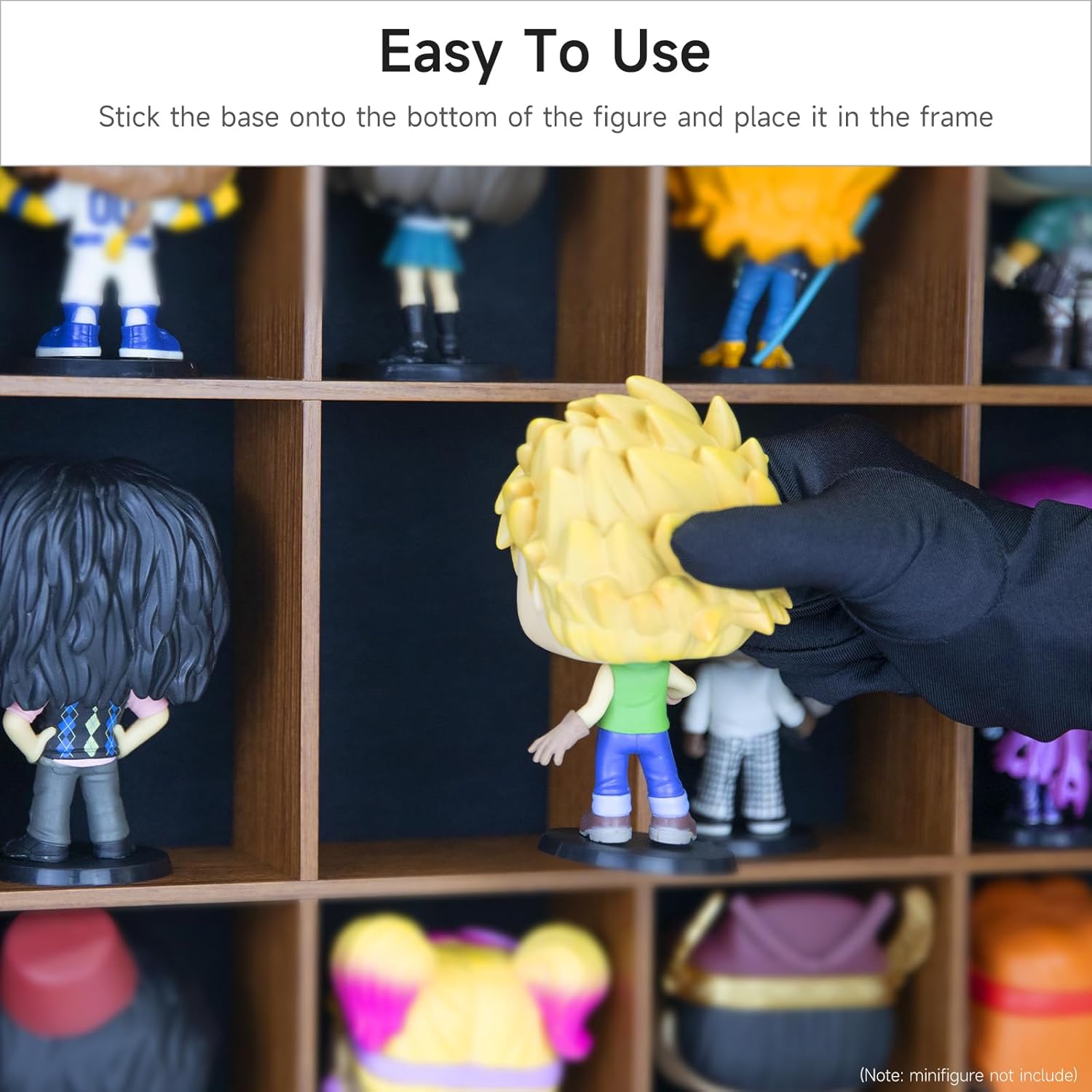 Wooden Action Figure Display Case Fit for Funko Pop Figure - 4-Inch Vinyl Funko Pop Display with Stand Base,Collections Organizer for Decor, Stores up to 21PCS Figures