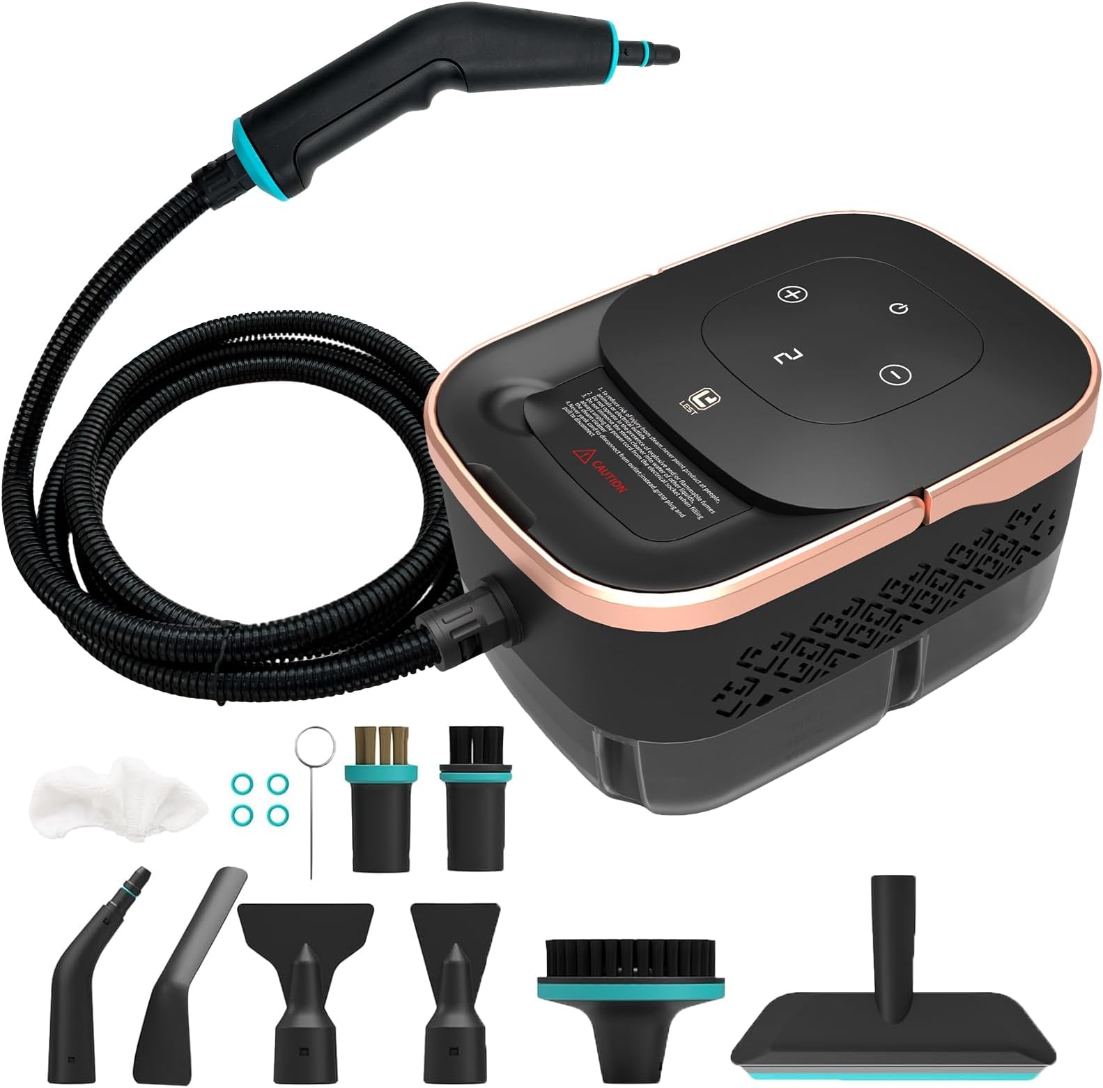 2500W Handheld Steam Cleaner, 6-Speed Portable Steamer with Large Tank & 10 Accessories, 10s Heat-Up steamer cleaning for Kitchen, Bathroom, Car Detailing, Tile & Grout Cleaning (Black)