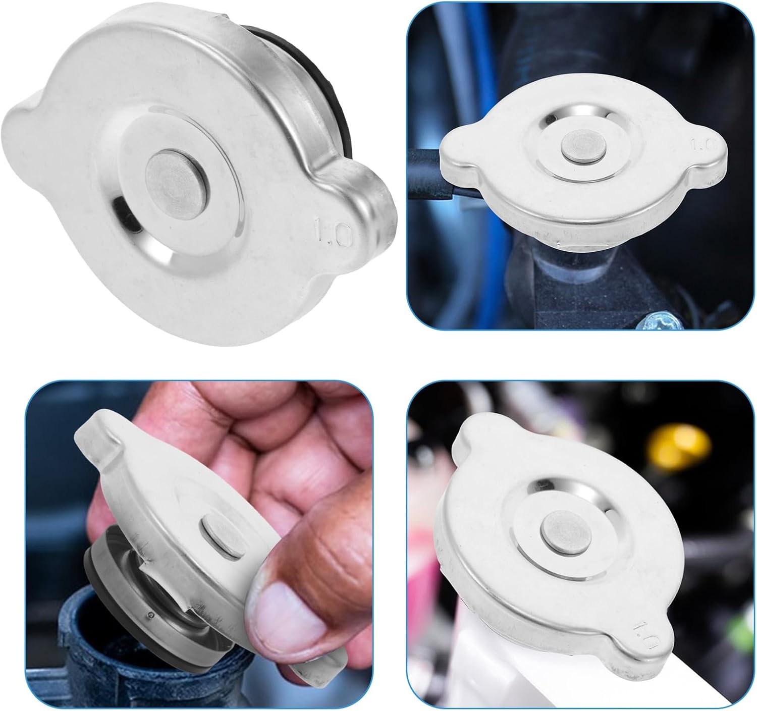 Didiseaon Stainless Steel Cap Replacement Medium Size 1.0 High Pressure Reservoir Cover Universal Fit for Car and Plug