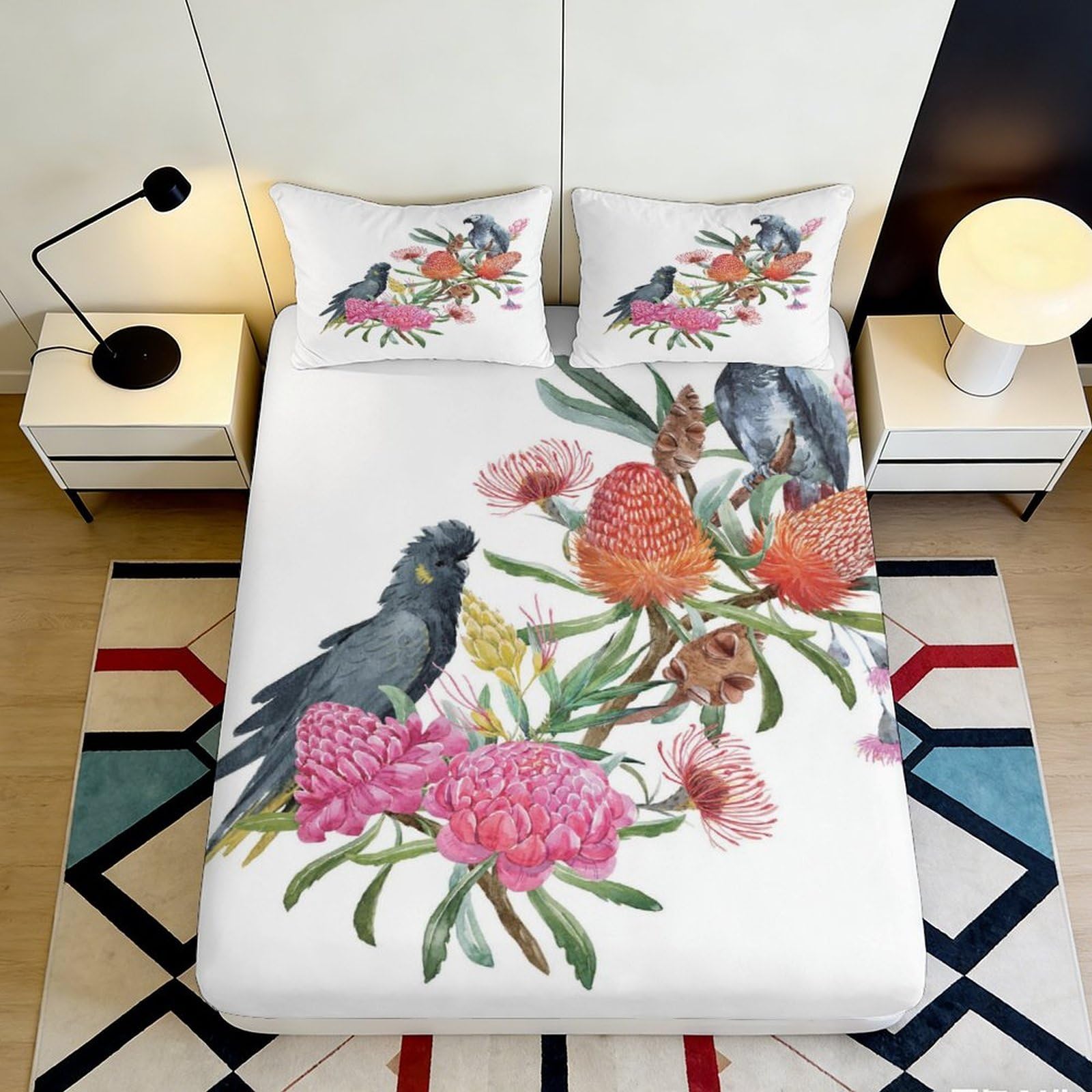 3D Printed Deep Sea Octopus Fitted Sheet Microfiber Deep Pocket Ocean Mattress Fitted Cover Non-Slip Washable for Bedroom 120x200x25cm