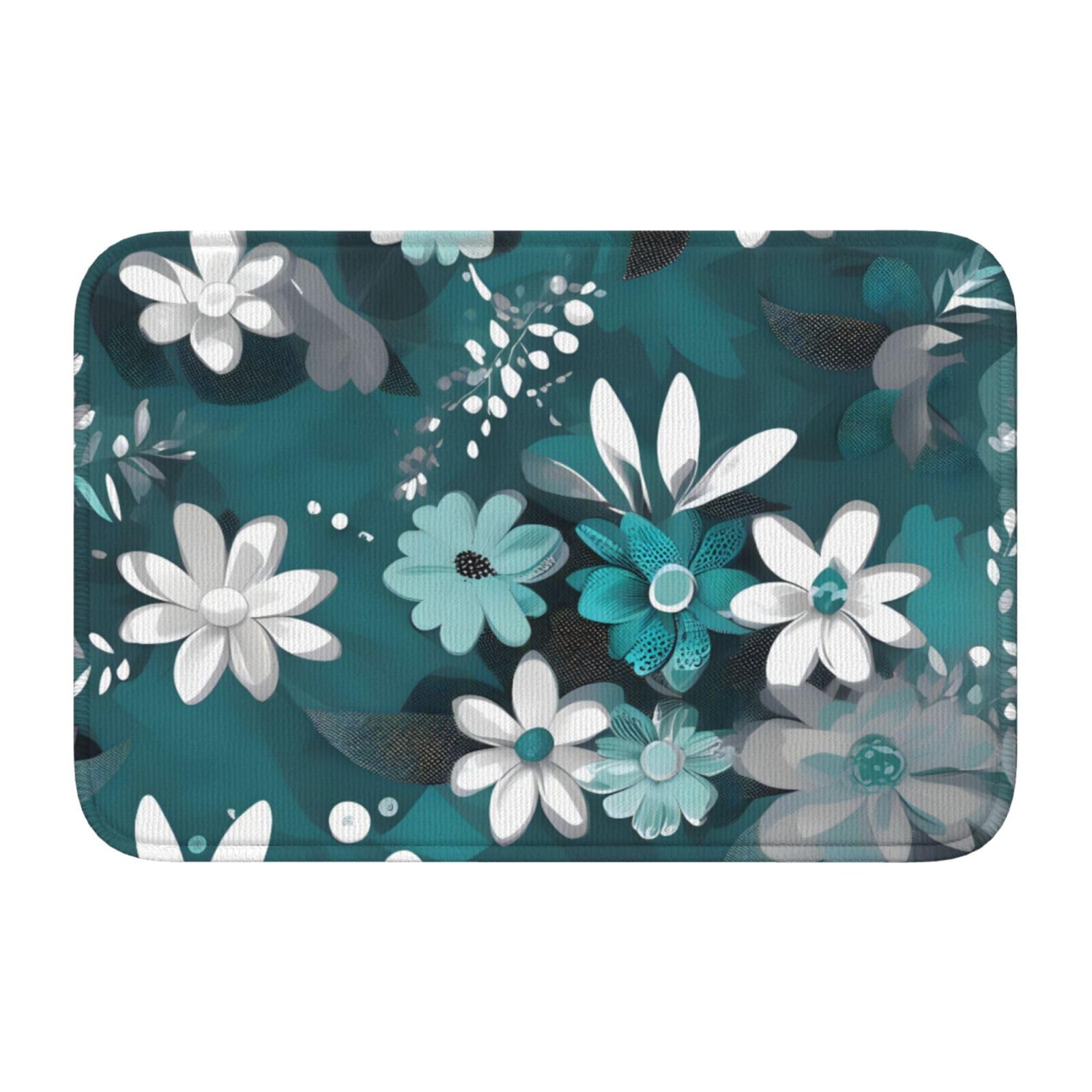 Tapis antidérapant bleu sarcelle 40x60 facile à nettoyer et résistant