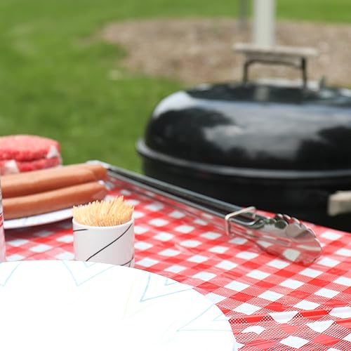 Miniatura 3 de Chef Craft Mantel desechable de plástico clásico, 52 x 108 pulgadas, rojo/blanco