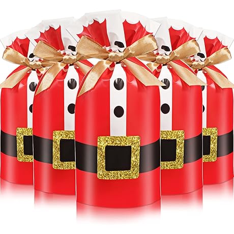 50Pcs Santa Claus Suit Christmas Goody Bags - Delightful Holiday Cheer