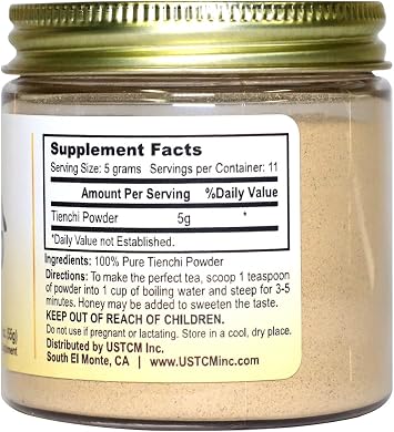 100% Pure Tienchi Powder Pseudoginseng Notoginseng Sanqi Powder Tienchi Ginseng Powder 120mesh (2oz)