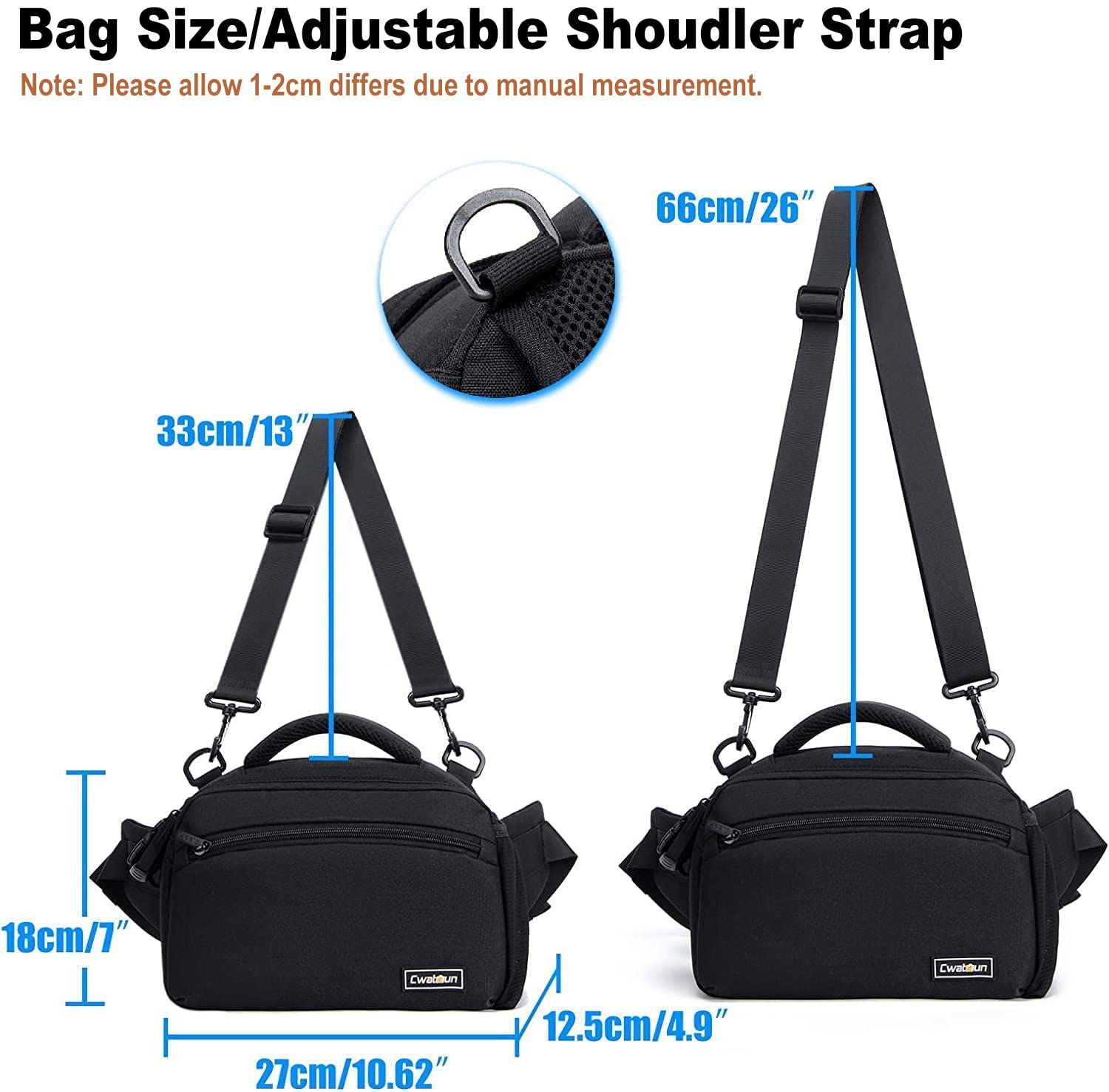 Cwatcun Sacoche pour Appareil Photo, Sac Banane Homme Femme étanche pour DSLR SLR Appareil Photo Sac pour la randonnée d'entraînement en Plein air