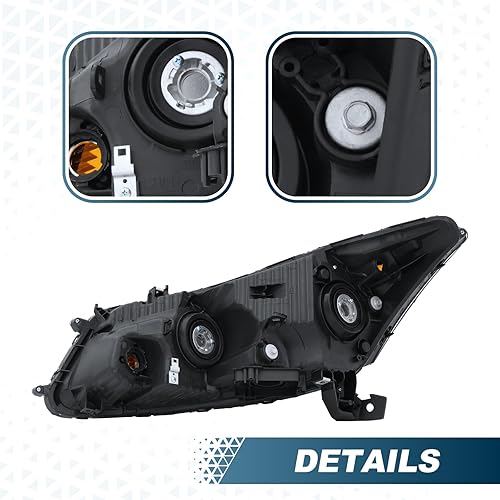 Miniatura 4 de PENSUN Conjunto de faros delanteros para Honda Accord Sedan 2008-2012, carcasa cromada con reflector ámbar, repuesto para lado del conductor y del