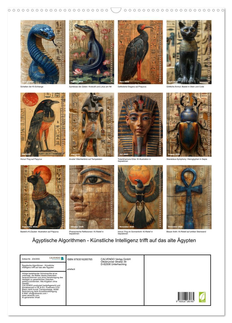 Ägyptische Algorithmen - Künstliche Intelligenz trifft auf das alte Ägypten (Wandkalender 2026 DIN A2 hoch), CALVENDO Monatskalender: Antike Eleganz ... in warmen Sepiatönen. (CALVENDO Wissenschaft)