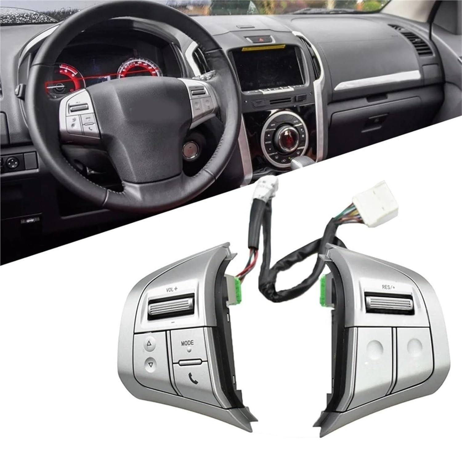 Steering Wheel Switch Cruise Control Button Audio Player Steering Compatible with Isuzu D Max Mux/Chevy Trailblazer(Silver)