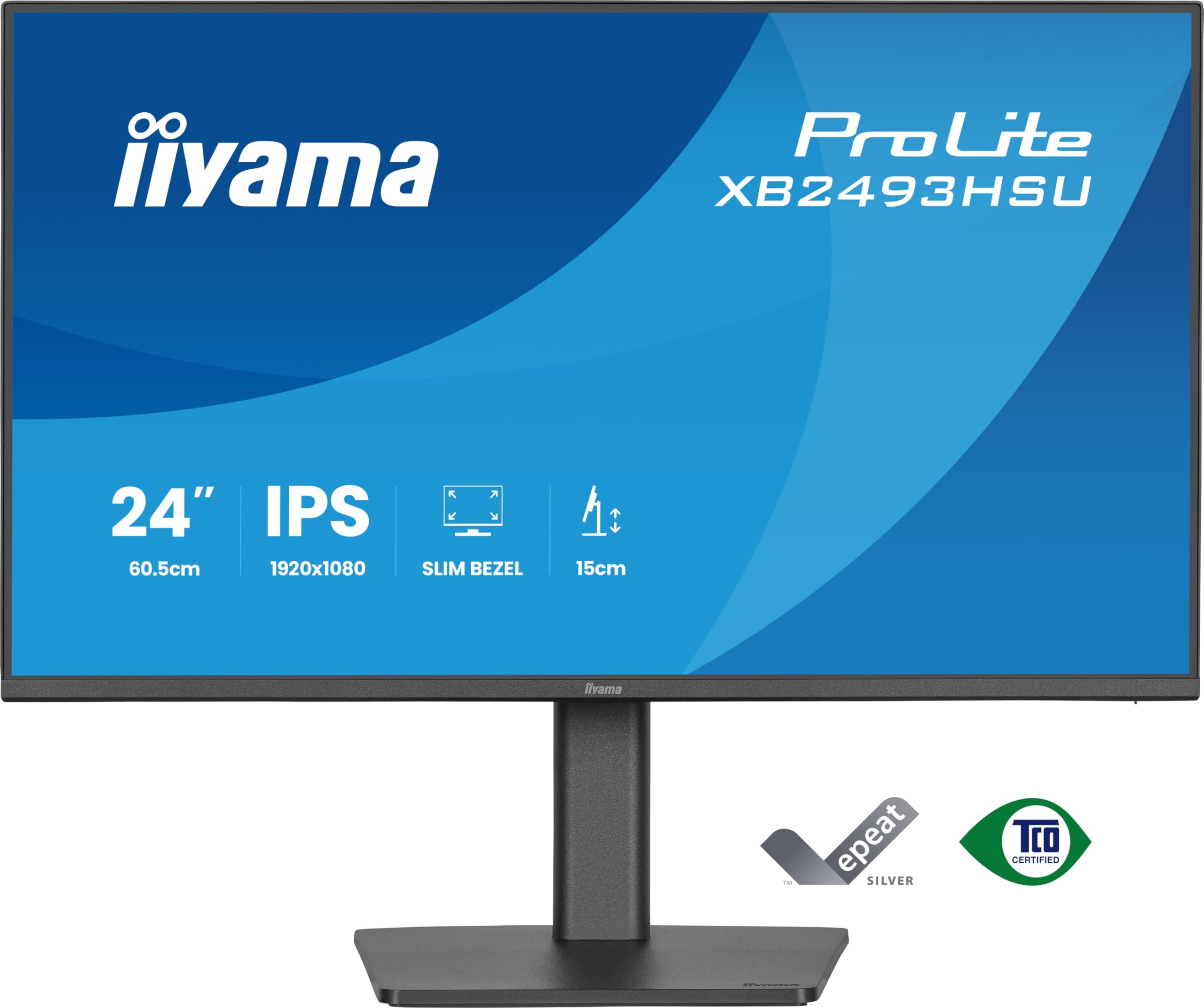 iiyama Prolite XB2493HSU-B1 60,5cm 23,8" IPS LED-Monitor Full-HD 120Hz HDMI DP USB2.0 Slim-Line Höhenverstellung Pivot Adaptive Sync Energieklasse C schwarz