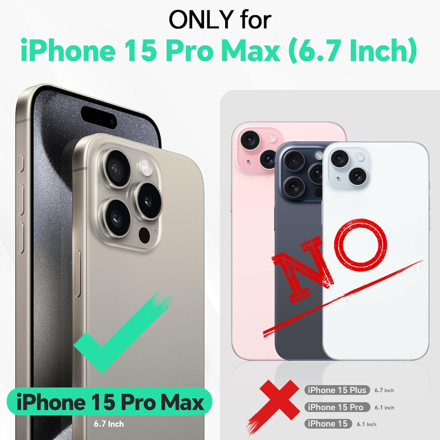 TUCCH Wallet Case for iPhone 15 Pro Max, Detachable 2-in-1 Stand RFID Blocking 4 Card Slot [Wireless Charging] Protective Case, PU Leather Removable Folio Compatible with iPhone 15 Pro Max, Lake Blue
