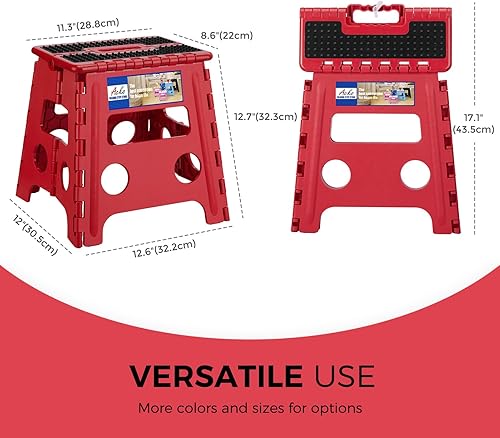 Miniatura 143 de Acko. Taburete plegable de 13 pulgadas de alto, resistente, para niños y adultos, cocina, jardín, baño, taburete con escalón. Blanco,Negro