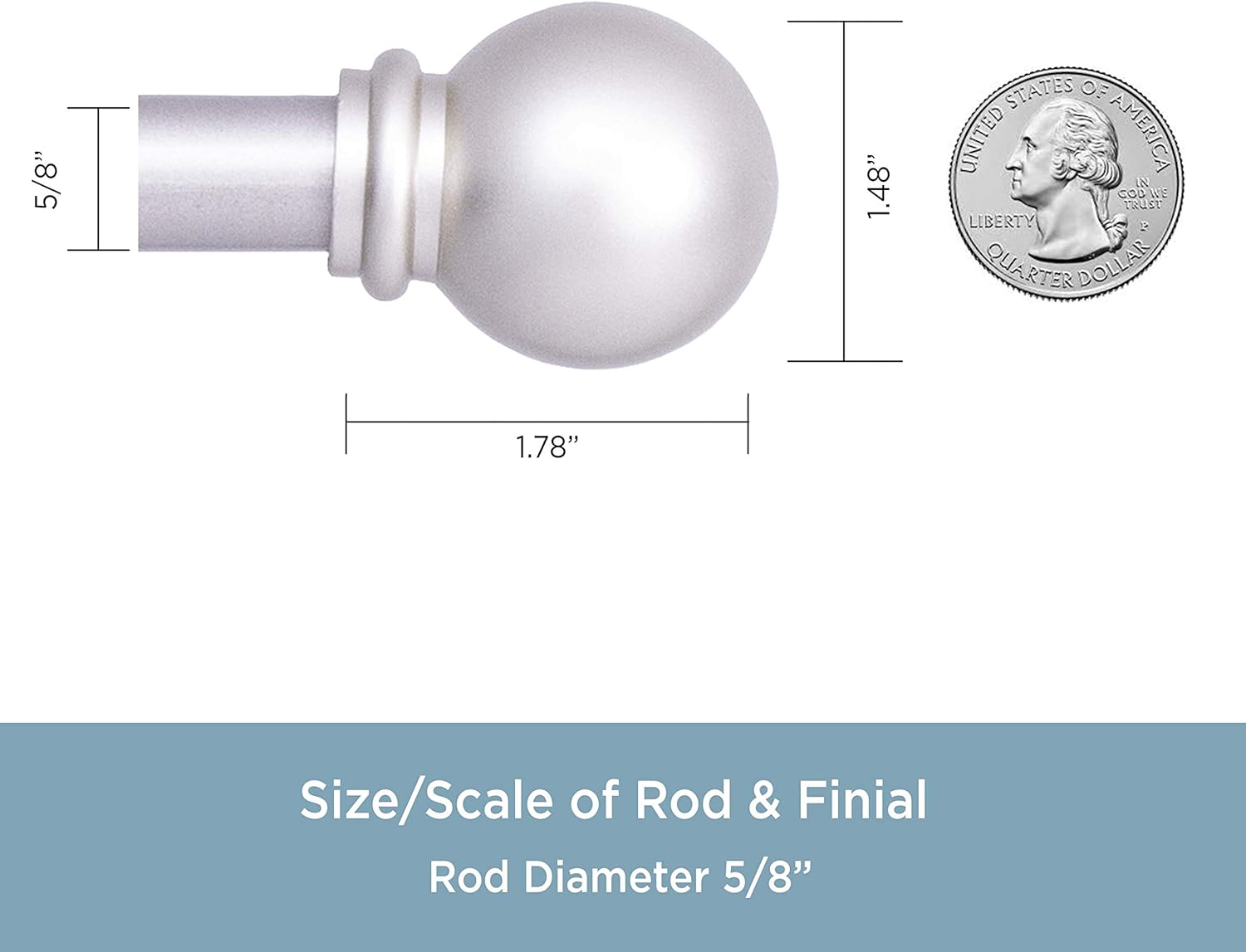 Kenney Chelsea Ball End Curtain Rod and Fast Fit No Measure Curtain Rod Brackets, Brushed Nickel