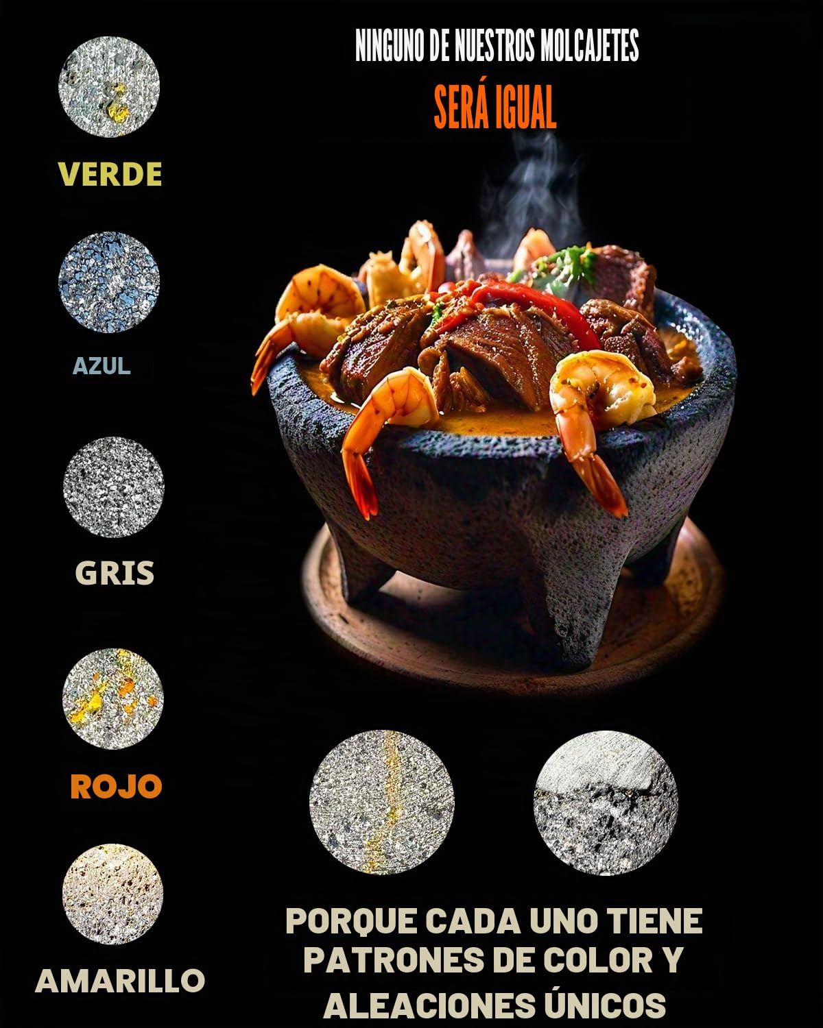 Auténtico Molcajete Mexicano hecho de roca volcánica | Juego de 3 piezas (1 mortero + 1 mortero + 1 toalla mexicana) resistente al calor, juego de mortero y pilón mexicano, cuenco y triturador de