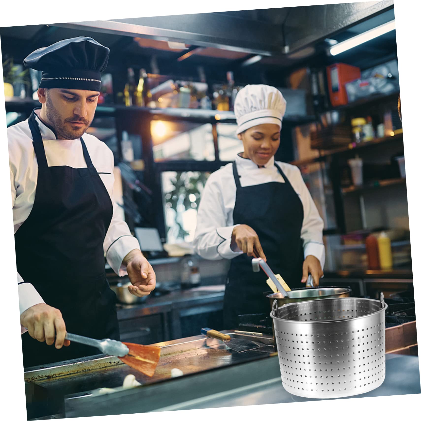Olla de Acero Inoxidable para Cangrejos de Río 35 Cm Cubo Filtrante Resistente Fugas Utensilio de Cocina para Drenar Líquidos y Aceite Uso Doméstico