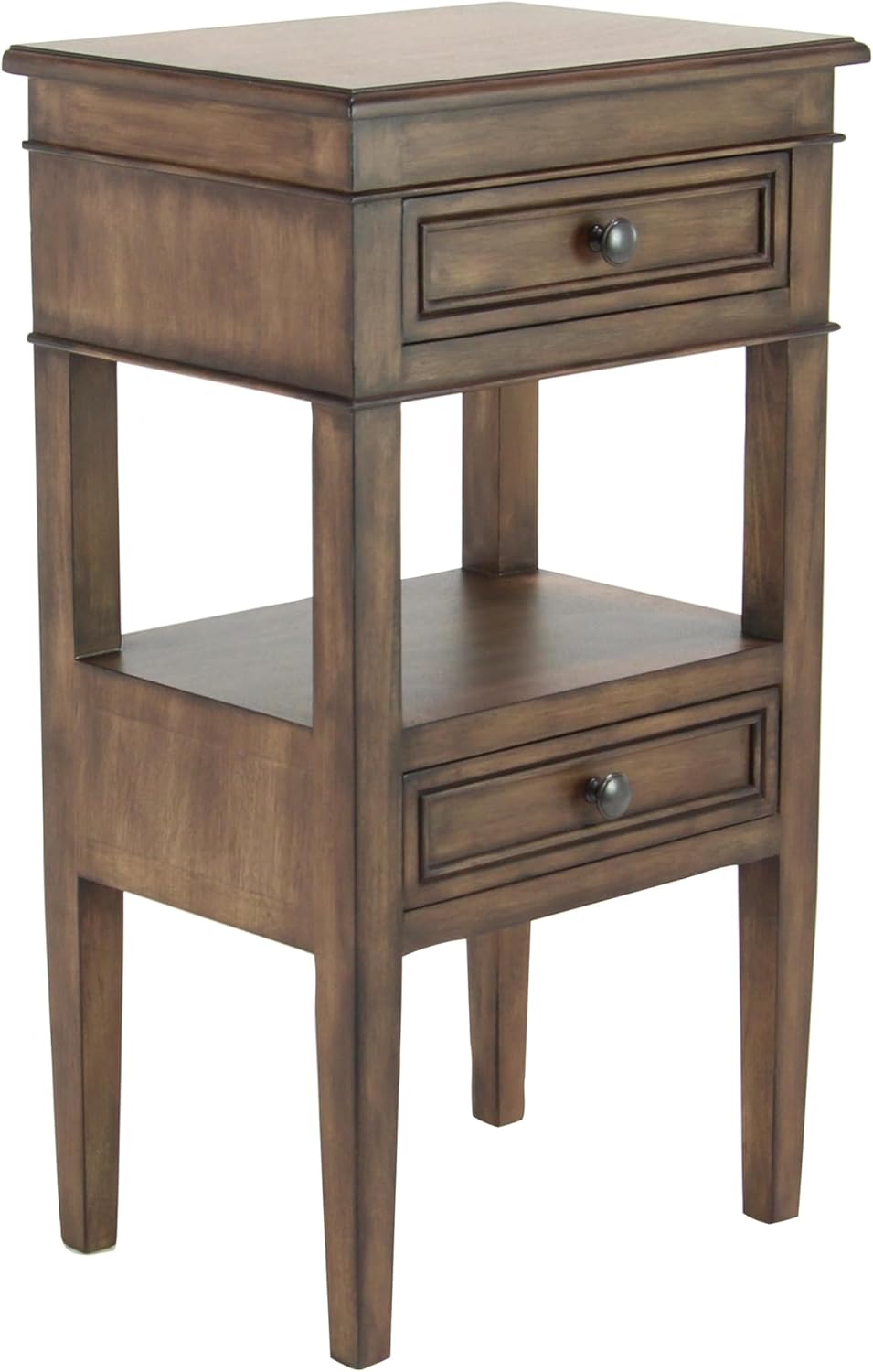 Deco 79 Wood Side End Accent Table 2 Drawers and 1 Shelf End Table, Side Table 16" x 12" x 29", Light Brown