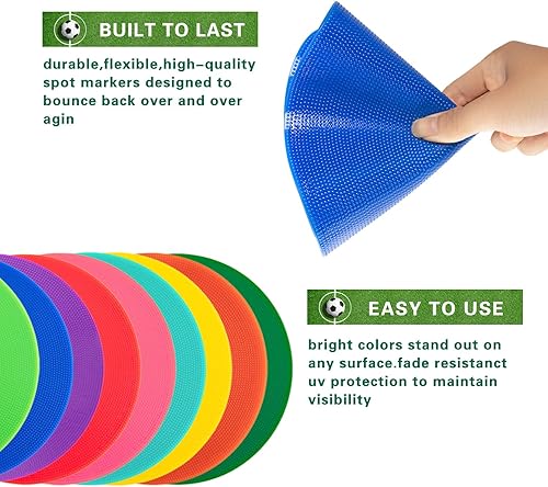 Miniatura 3 de Marcadores de puntos, 18 unidades, 9 pulgadas, 10 pulgadas, de goma antideslizante, conos de campo plano, puntos de polietileno para fútbol,