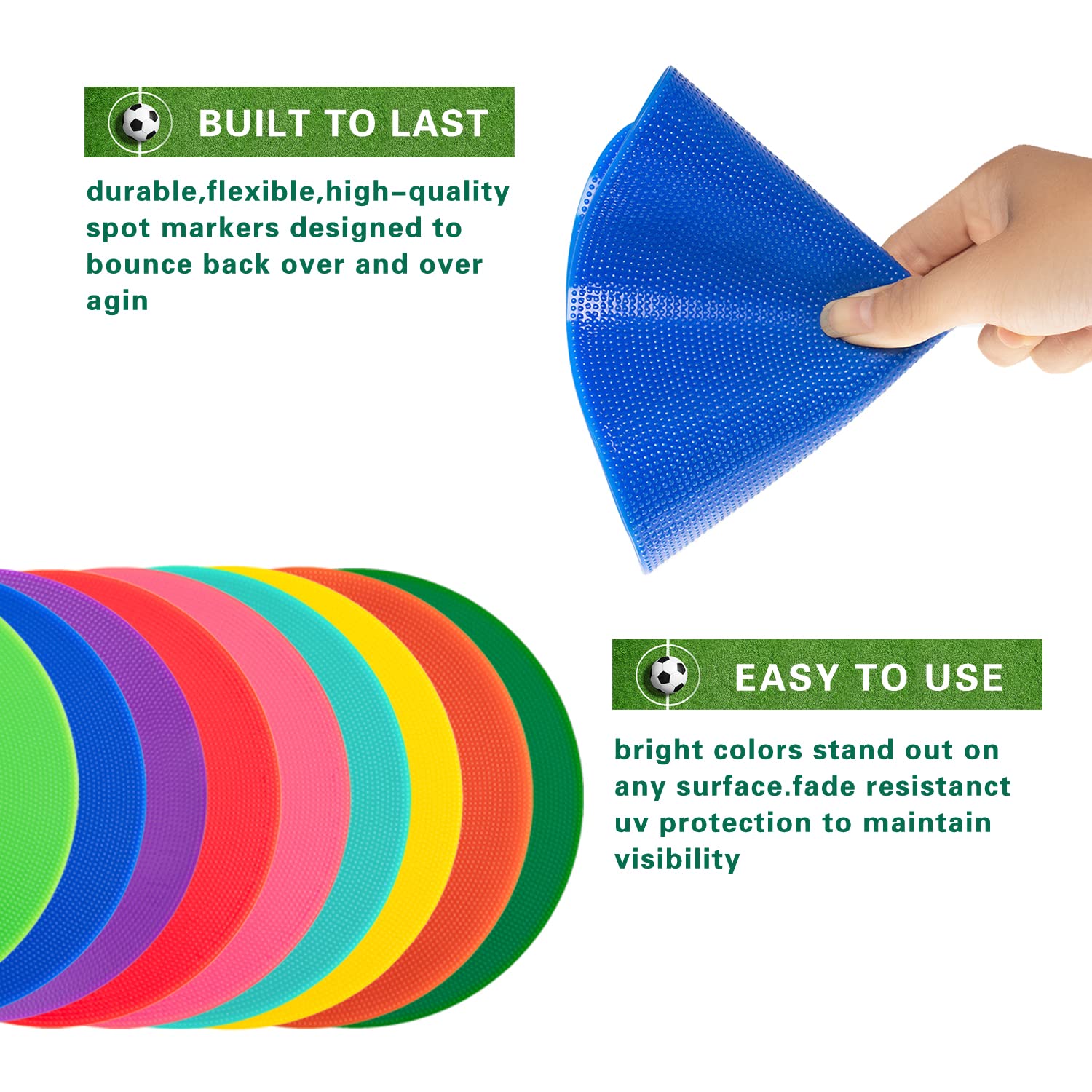Spot Markers 22,9 cm in gomma antiscivolo per pavimento, coni piatti per calcio, basket, sport, allenamento di agilità e esercitazioni