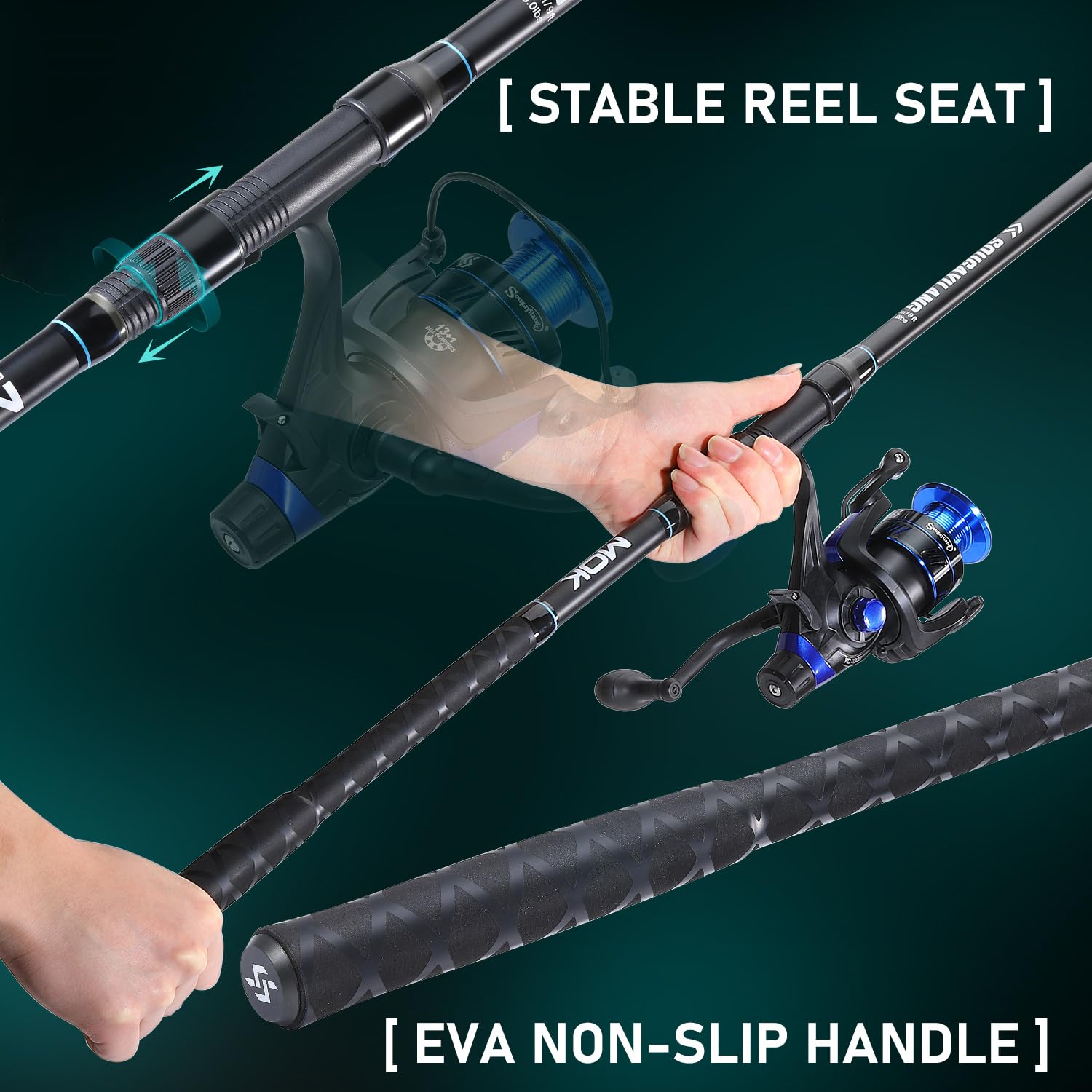 Sougayilang Canne à pêche à la carpe et moulinet, 3 sections de haute qualité en carbone, canne à pêche et moulinet, kit de pêche à la carpe avec ligne de pêche, hameçons