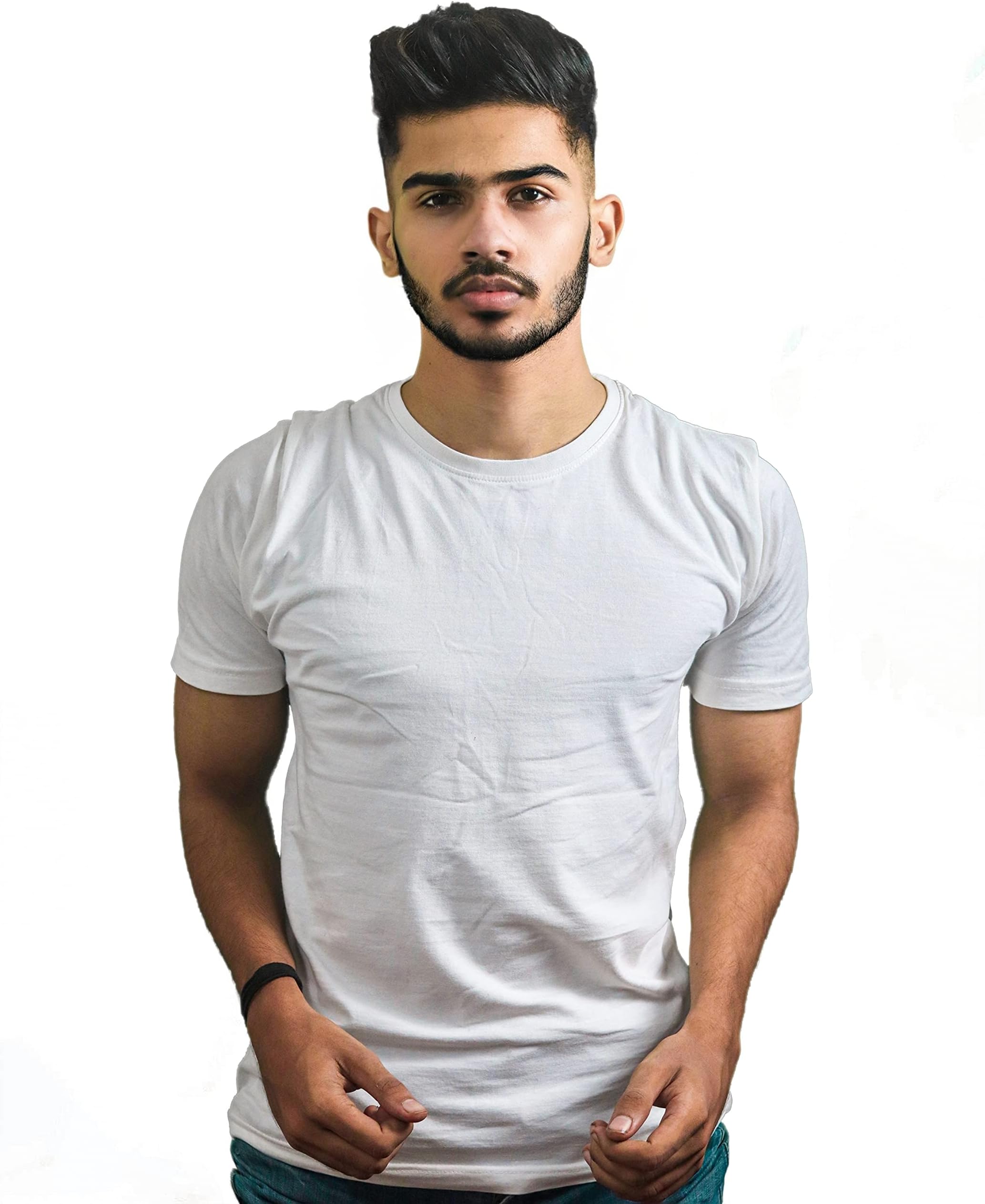 LAEBAS Men's Cotton Round Neck Half Sleeve Plain T-Shirt