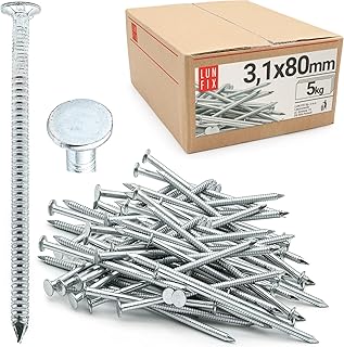 Rillennägel 3,1 x 80 mm verzinkt, 5kg ca. 995 Stück, Baunägel Holznägel mit Flachkopf, Rillenschaft, für Holzbau, Tischlerarbeiten, Holzkonstruktion, Zimmermann