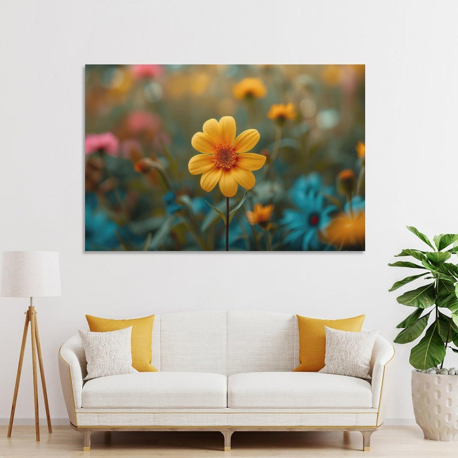 Junmoney Happiness Is A Flower Hanging Wall Art 20x30inch(50x75cm), for Lounge, Bedroom Or Personal Spaces, Home Decor Gift with Stylish Appeal