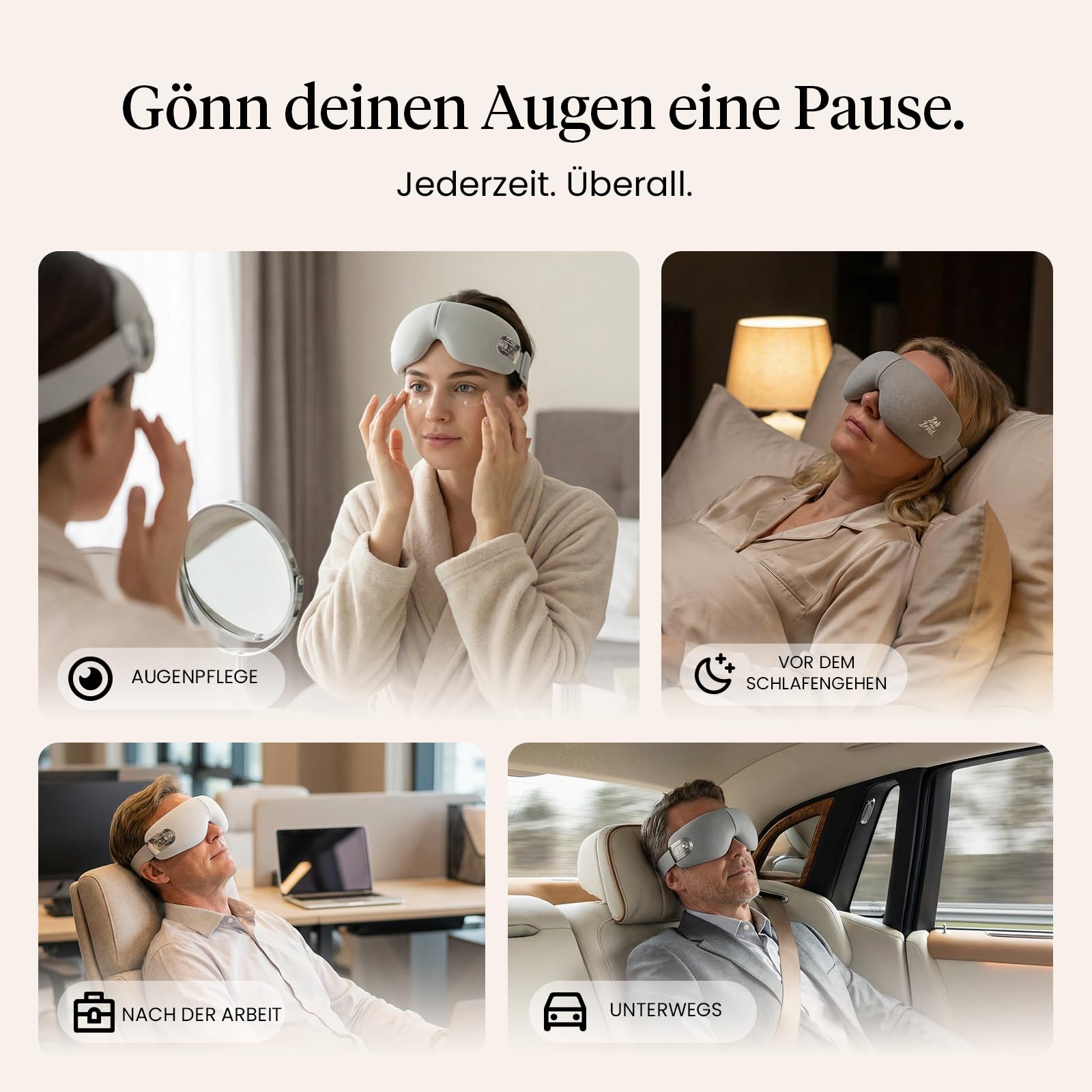 BOB AND BRAD EYEFLOW Masajeador de Ojos con Calor y Frío, Máscara Ocular de Compresión Fría de Semiconductores para el Alivio de la Migraña, Ojos Secos y Ojeras, Regalo para Mujeres y Hombres