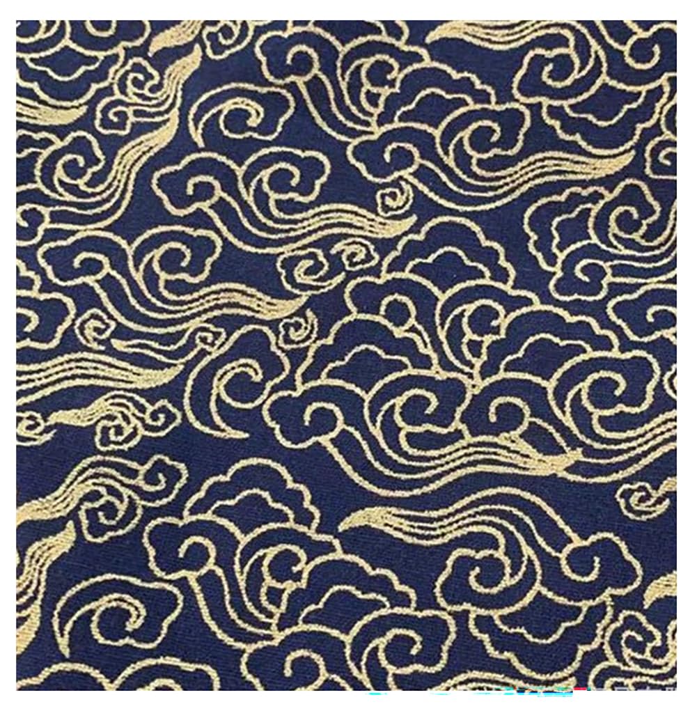 200x150 cm Japanischer Stil Baumwollstoff Meterware Bunt Gedruckt Nähstoffe mit Blume Fächer Fliegender-Kran Tücher Baumwolltuch Kleiderstoff Quiltstoffe marineblaue-Wolke