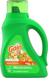 Gain Aroma Boost Liquid Laundry Detergent, Island Fresh Scent, 32 Loads, He Compatible 1.36 Liter