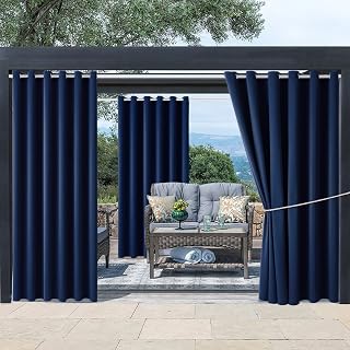 Outdoor Indoor Curtains W84 x L84 for Patio - Weather-resistant Window Panels Privacy Protect Grommet Top Thermal Insulated Home Curtain for Porch Pergola Lawn Garden Hot Tub Area (2 Panels)